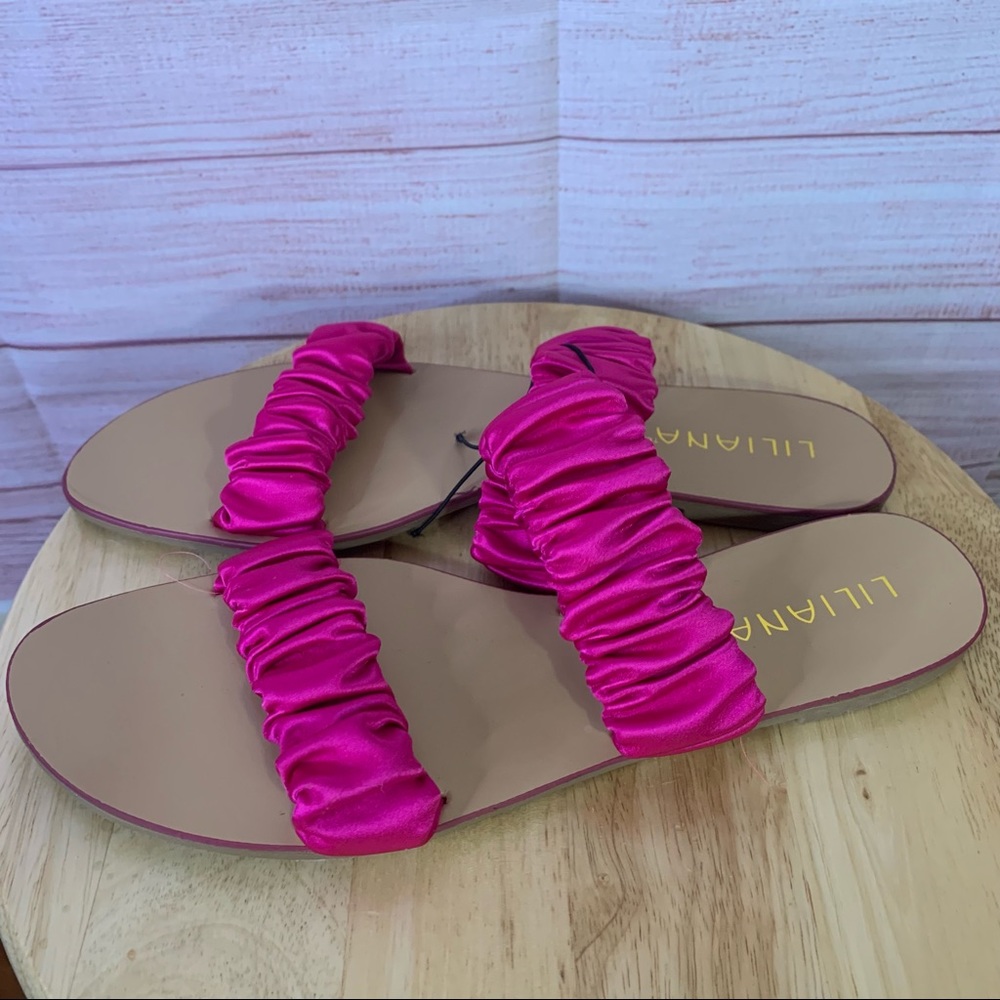 Liliana Hot Pink‎ Slip On Flat Sandals Size 10